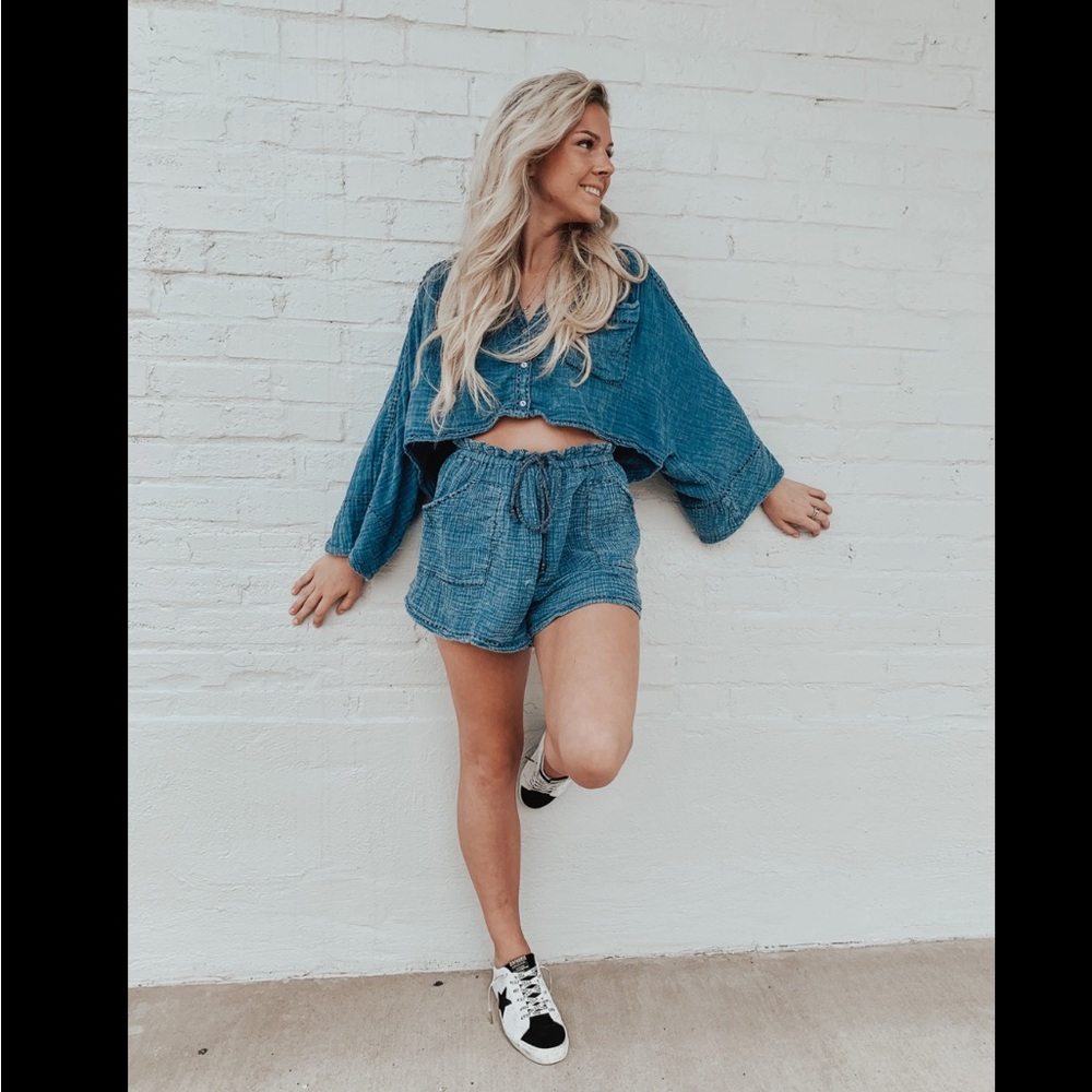 🔥SALE! NWT Free people Elora crop to and shorts set- deeper seas